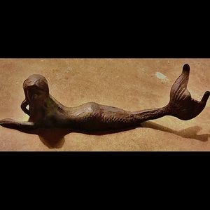 Vintage Bronze Cast Iron Mermaid Figurine Doorstop
